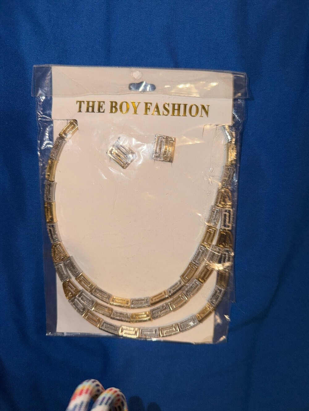 The Boy Fashion Gold and Silver Tone Necklace and Earrings Set NWT